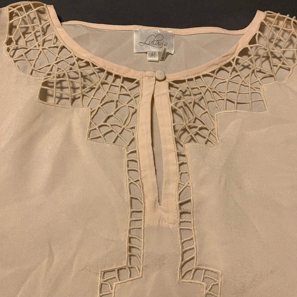 Cream short sleeve blouse